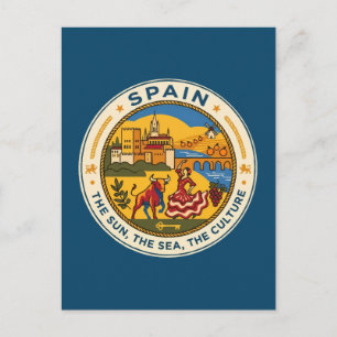Carte Postale Illustration de l'Espagne Badge de Voyage Art