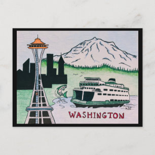 Carte postale Illustration de l'État de Washington