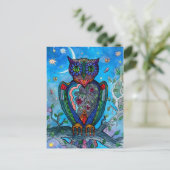 Carte Postale Illustration de l'imaginaire de la Chouette aquare (Debout devant)