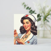 Carte Postale Illustration de l'infirmière vintage (Debout devant)