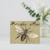 Carte Postale Illustration de l'insecte d'abeille vintage (Debout devant)