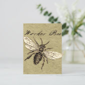 Carte Postale Illustration de l'insecte d'abeille vintage (Debout devant)
