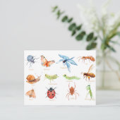 Carte Postale Illustration de l'insecte de l'aquarelle (Debout devant)