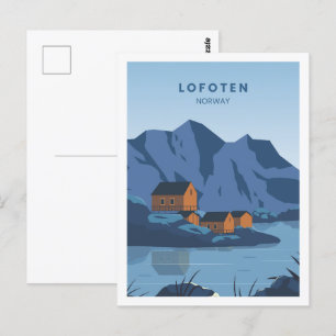Carte Postale Illustration de Lofoten Norway célèbre Travel Plac