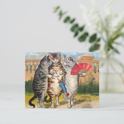 Carte Postale Illustration de l'oie des trois petits chatons (Debout devant)