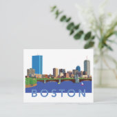 Carte Postale Illustration de l'ordinateur Back Bay Boston Skyli (Debout devant)