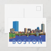 Carte Postale Illustration de l'ordinateur Back Bay Boston Skyli (Devant / Derrière)