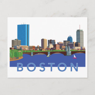 Carte Postale Illustration de l'ordinateur Back Bay Boston Skyli
