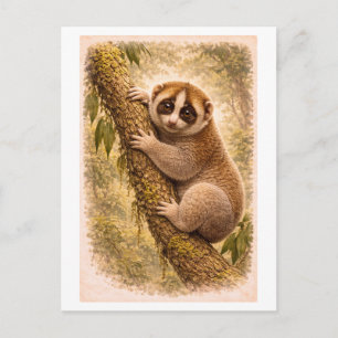 Carte Postale Illustration de Loris lent de style vintage