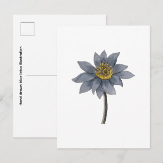 Carte Postale Illustration de lotus bleu dessiné à la main
