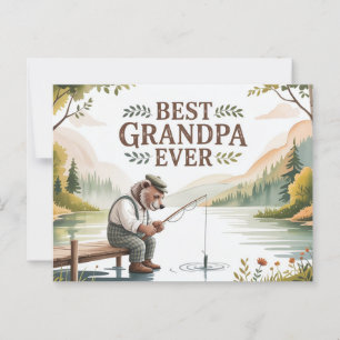 Carte Postale Illustration de l'ours de pêche du meilleur grand-