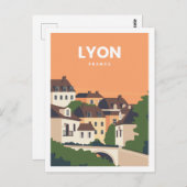 Carte Postale Illustration de Lyon France célèbre Travel Place (Devant / Derrière)