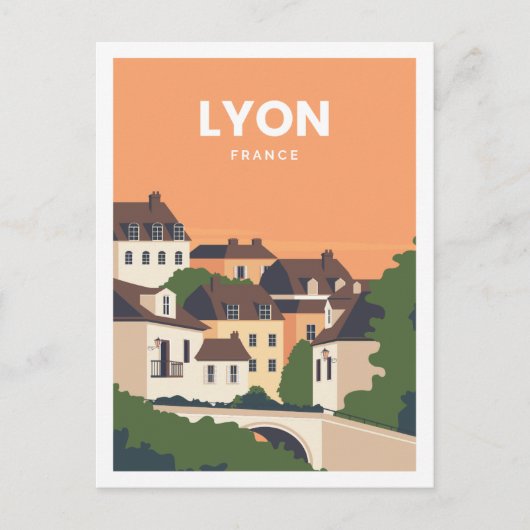 Carte Postale Illustration de Lyon France célèbre Travel Place (Devant)