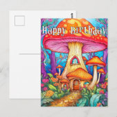 Carte Postale Illustration de maison de champignon créative ador (Devant / Derrière)