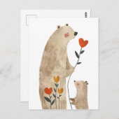 Carte Postale Illustration de Maman Ours Polaire & son Petit Our (Devant / Derrière)
