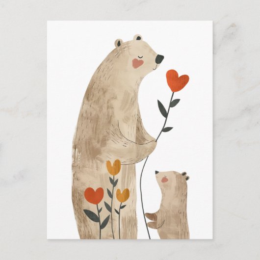 Carte Postale Illustration de Maman Ours Polaire & son Petit Our (Devant)