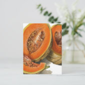Carte Postale Illustration de melon de cantaloupe coupé (Debout devant)