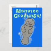 Carte Postale Illustration de mignonne manatee (Devant / Derrière)