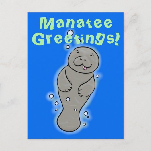 Carte Postale Illustration de mignonne manatee (Devant)