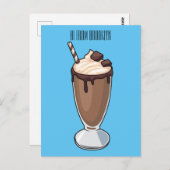 Carte Postale Illustration de milk-shake au chocolat (Devant / Derrière)