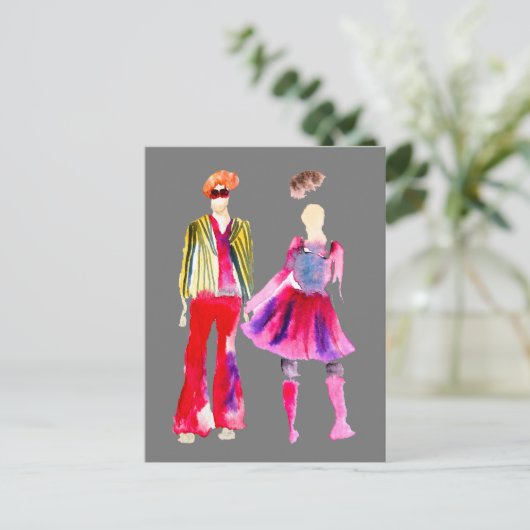 Carte Postale Illustration de mode aquarelle boho (Debout devant)