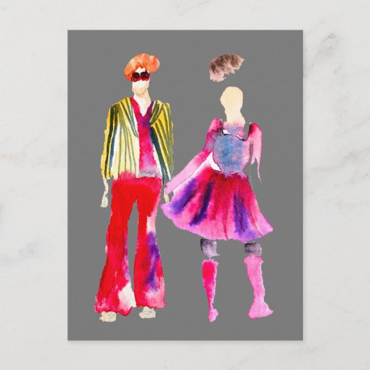 Carte Postale Illustration de mode aquarelle boho (Devant)