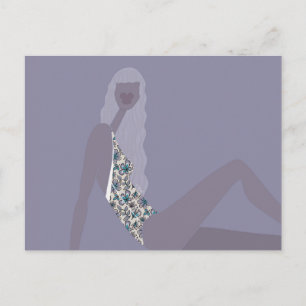 Carte Postale Illustration de mode Chic Femme Violet Art Moderne