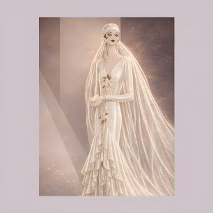 Carte Postale Illustration de mode de mariage Art Déco vintage