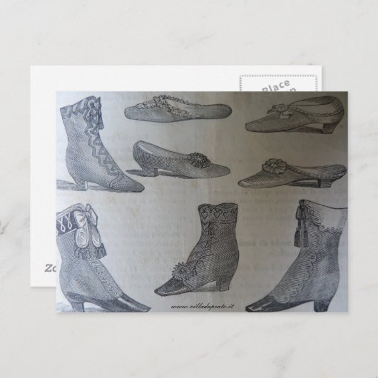 Carte postale, illustration de mode du 19e siècle (Devant / Derrière)