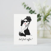 Carte Postale Illustration de mode femme avec café (Debout devant)