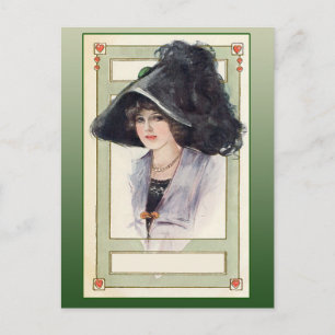 Carte Postale Illustration de mode vintage avec Casquette noir