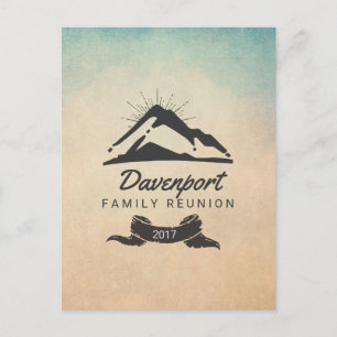 Carte Postale Illustration de montagne avec Sun Rays Family Reun