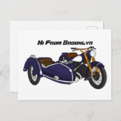 Carte Postale Illustration de moto pourpre Sidecar (Devant / Derrière)