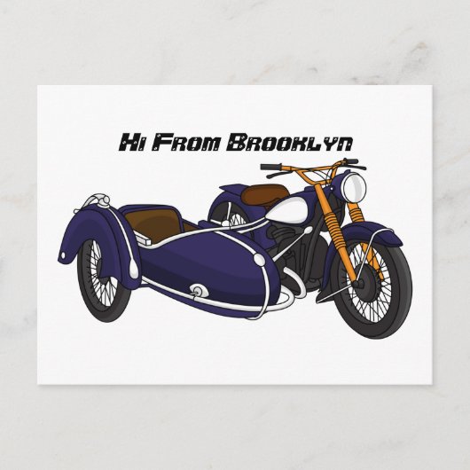 Carte Postale Illustration de moto pourpre Sidecar (Devant)