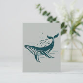 Carte Postale Illustration de natation de baleine bleue (Debout devant)