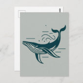 Carte Postale Illustration de natation de baleine bleue (Devant / Derrière)