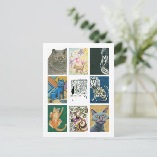 Carte Postale Illustration de neuf chats multiples (Debout devant)
