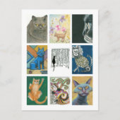 Carte Postale Illustration de neuf chats multiples (Devant)