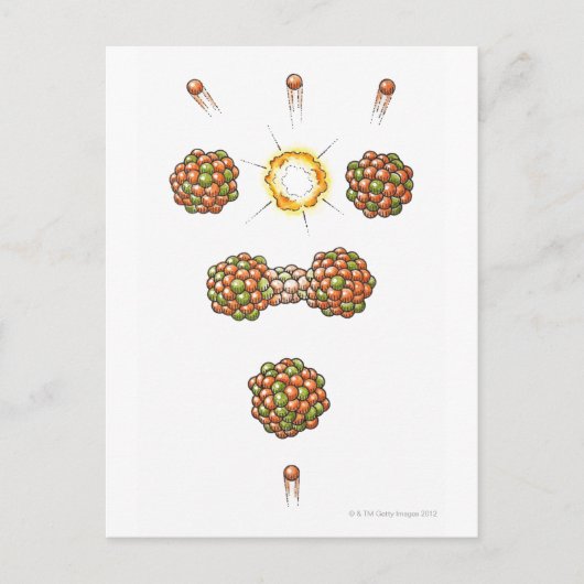 Carte Postale Illustration de neutron frappant Uranium-235 (Devant)