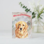 Carte Postale Illustration de Noël enneigé avec récupérateur d'o (Debout devant)