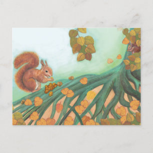 Carte Postale Illustration de noisette mangeant des écureuils mi