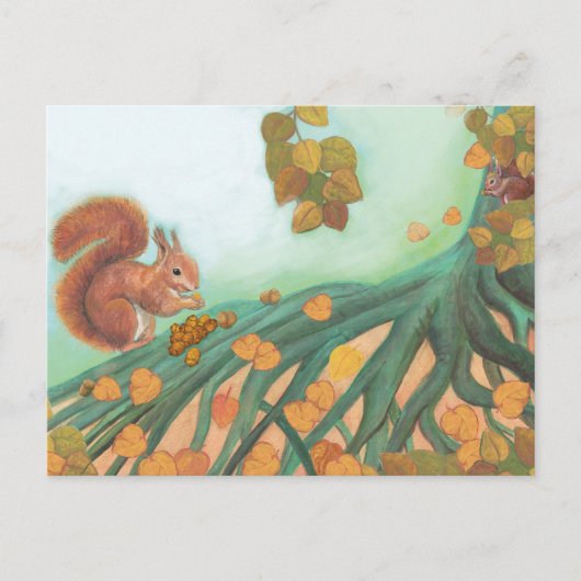 Carte Postale Illustration de noisette mangeant des écureuils mi (Devant)