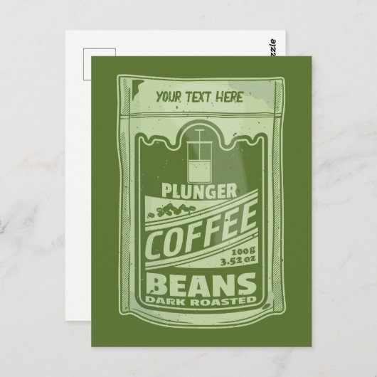 Carte Postale Illustration de packaging de café à piston pop art (Devant / Derrière)