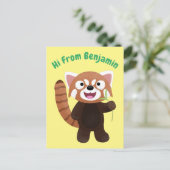 Carte Postale Illustration de panda rouge mignon (Debout devant)