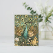 Carte Postale Illustration de paon vintage (Debout devant)