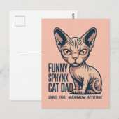 Carte Postale Illustration de papa chat Sphynx drôle (Devant / Derrière)