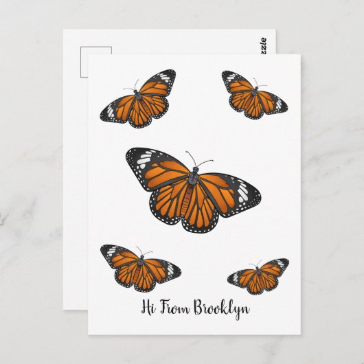 Carte Postale Illustration de papillon monarque (Devant / Derrière)
