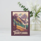 Carte Postale Illustration de paysage de Transylvanie Art de voy (Debout devant)