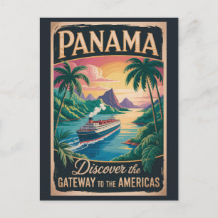 Carte Postale Illustration de paysage panaméen Art de voyage vin