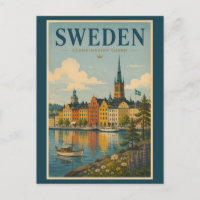 Illustration de paysage suédois Art de voyage vint